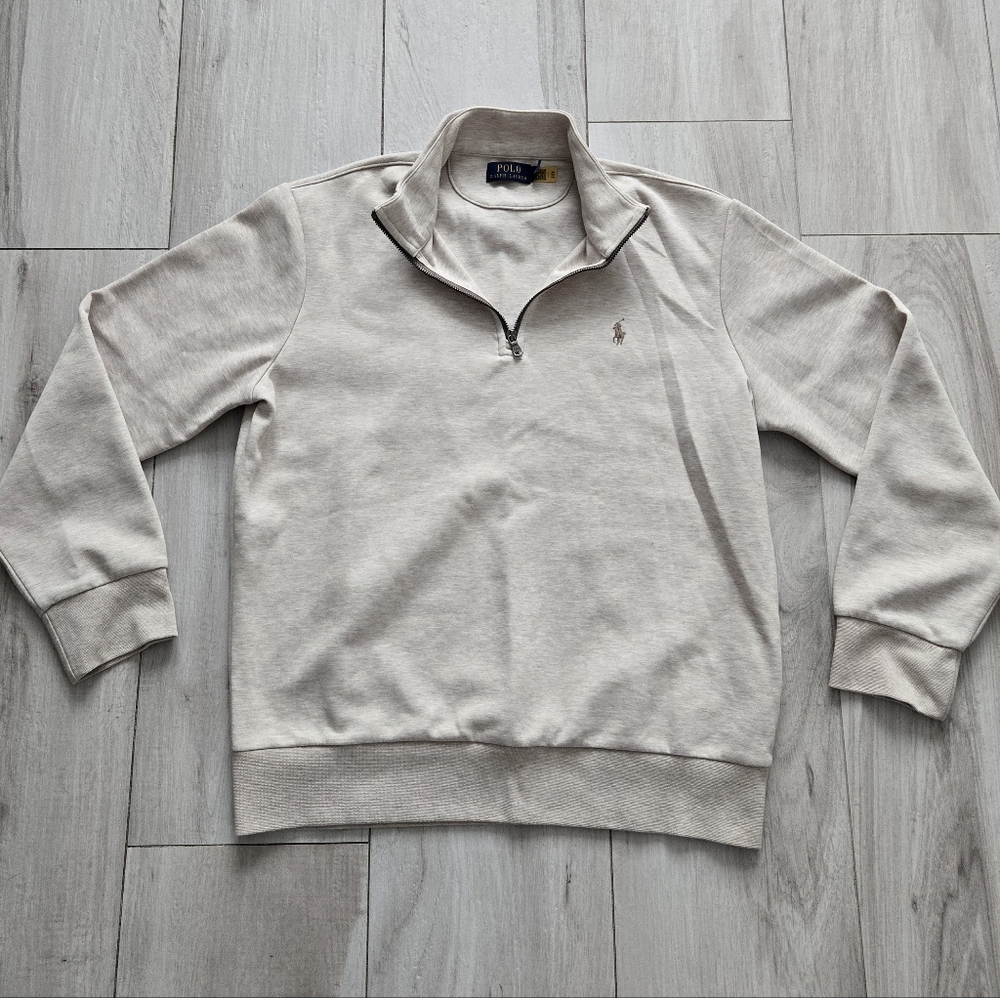 Polo Ralph Lauren Men's Cream Beige 1/4 Zip Sweater Large